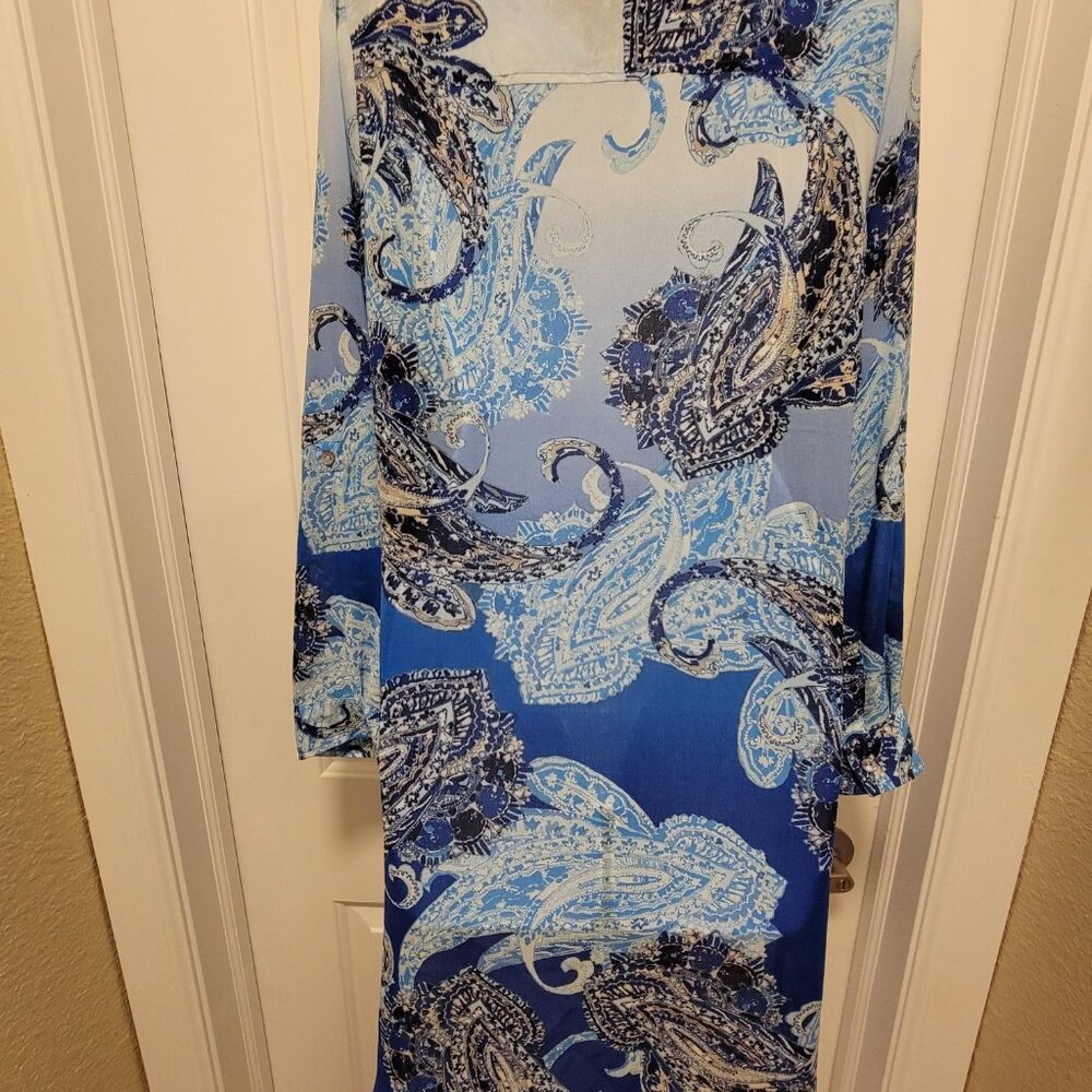CHICO'S Enchanted Paisley Betty Long Sheer Shirt Size 0 - Picture 6 of 15